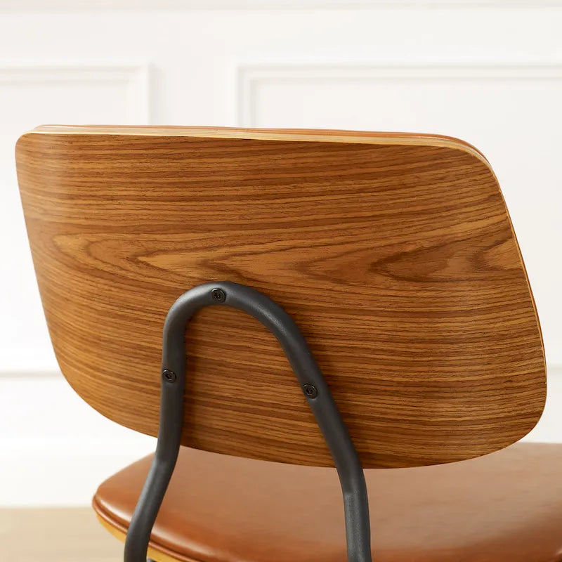 Sedia da pranzo in similpelle stile Mid-Century, Marrone/Nero, Set da 2