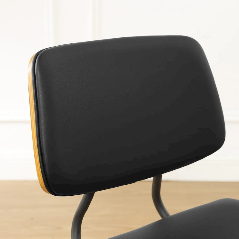 Sedia da pranzo in similpelle stile Mid-Century, Marrone/Nero, Set da 2