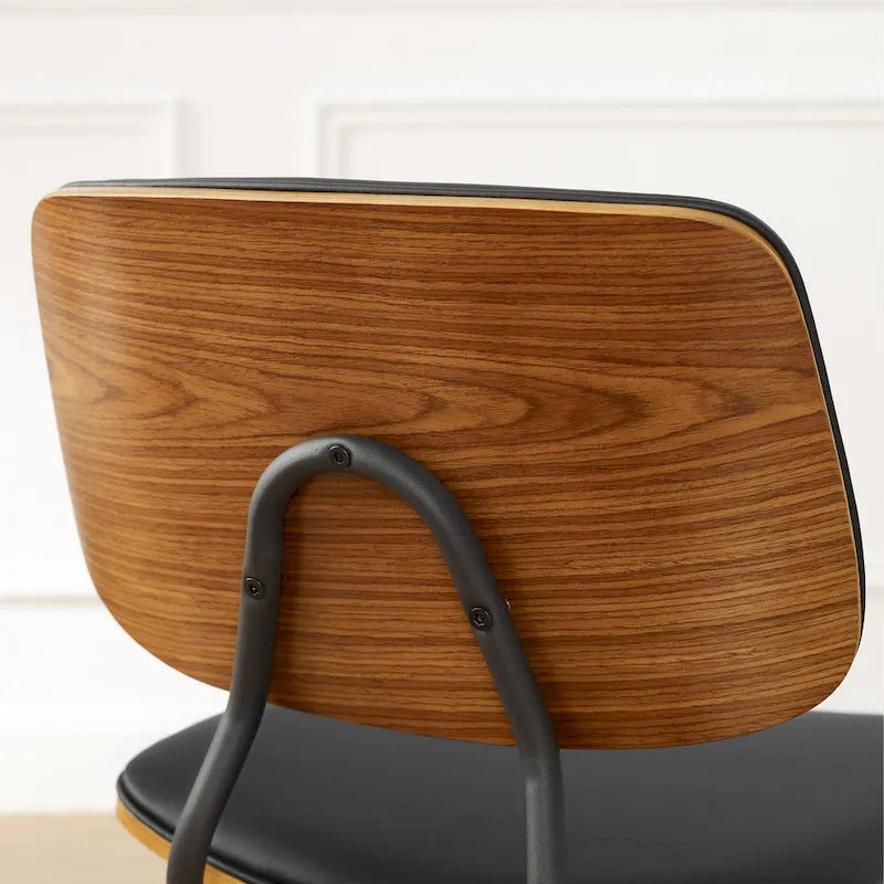 Sedia da pranzo in similpelle stile Mid-Century, Marrone/Nero, Set da 2