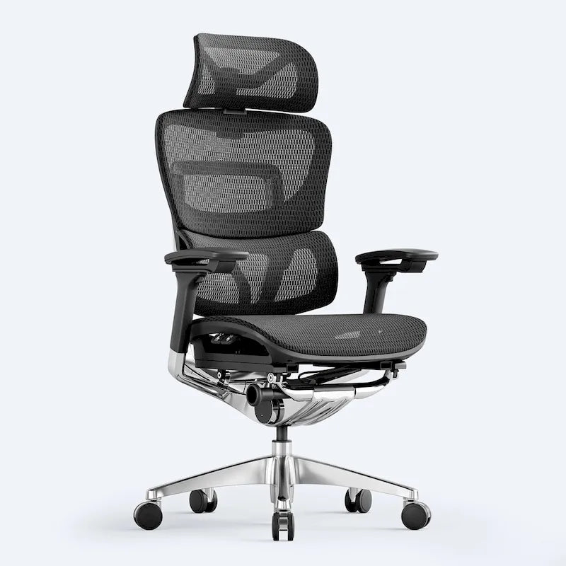 Sedia da ufficio ergonomica con schienale alto in rete – blu / bianca / grigia / marrone, 1 posto