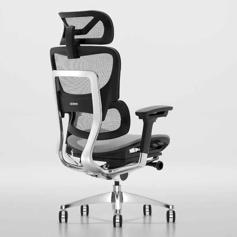 Sedia da ufficio ergonomica con schienale alto in rete – blu / bianca / grigia / marrone, 1 posto