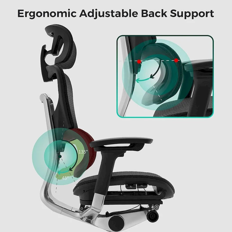 Sedia da ufficio ergonomica con schienale alto in rete – blu / bianca / grigia / marrone, 1 posto