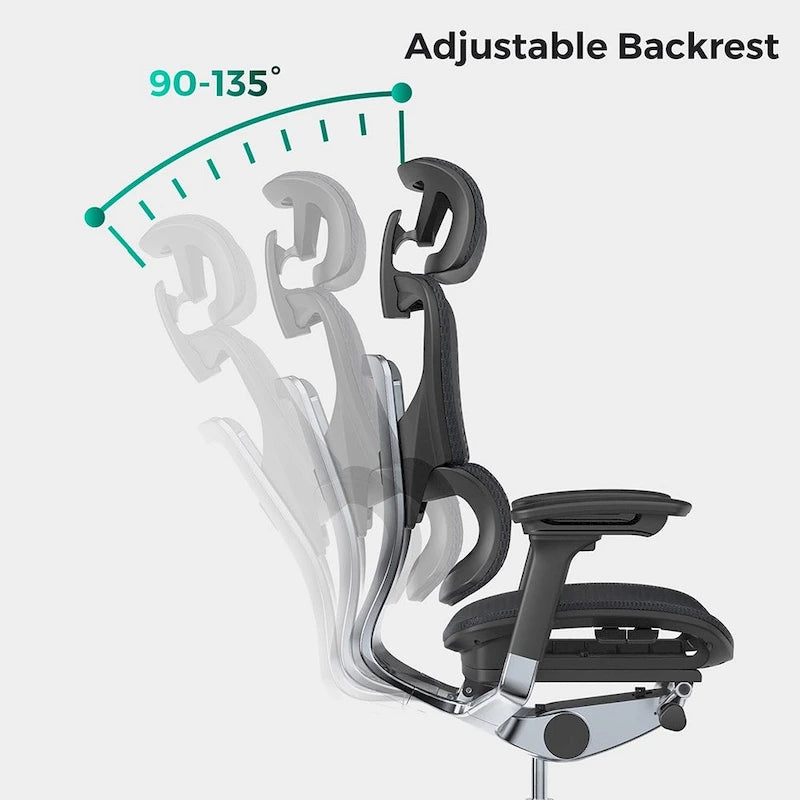 Sedia da ufficio ergonomica con schienale alto in rete – blu / bianca / grigia / marrone, 1 posto
