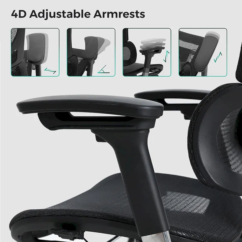Sedia da ufficio ergonomica con schienale alto in rete – blu / bianca / grigia / marrone, 1 posto