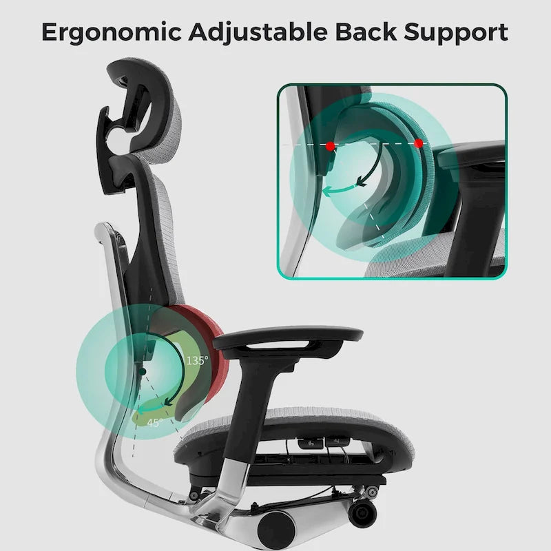 Sedia da ufficio ergonomica con schienale alto in rete – blu / bianca / grigia / marrone, 1 posto