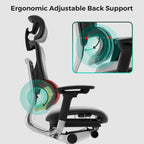 Sedia da ufficio ergonomica con schienale alto in rete – blu / bianca / grigia / marrone, 1 posto