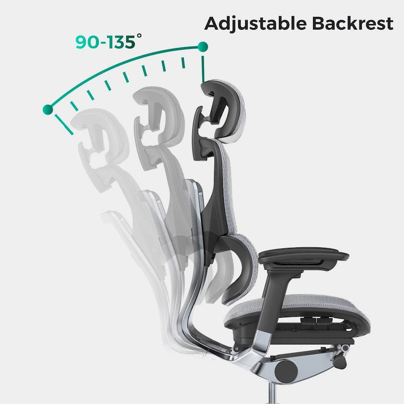Sedia da ufficio ergonomica con schienale alto in rete – blu / bianca / grigia / marrone, 1 posto