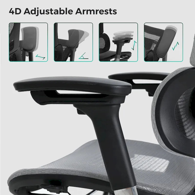 Sedia da ufficio ergonomica con schienale alto in rete – blu / bianca / grigia / marrone, 1 posto