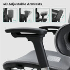 Sedia da ufficio ergonomica con schienale alto in rete – blu / bianca / grigia / marrone, 1 posto