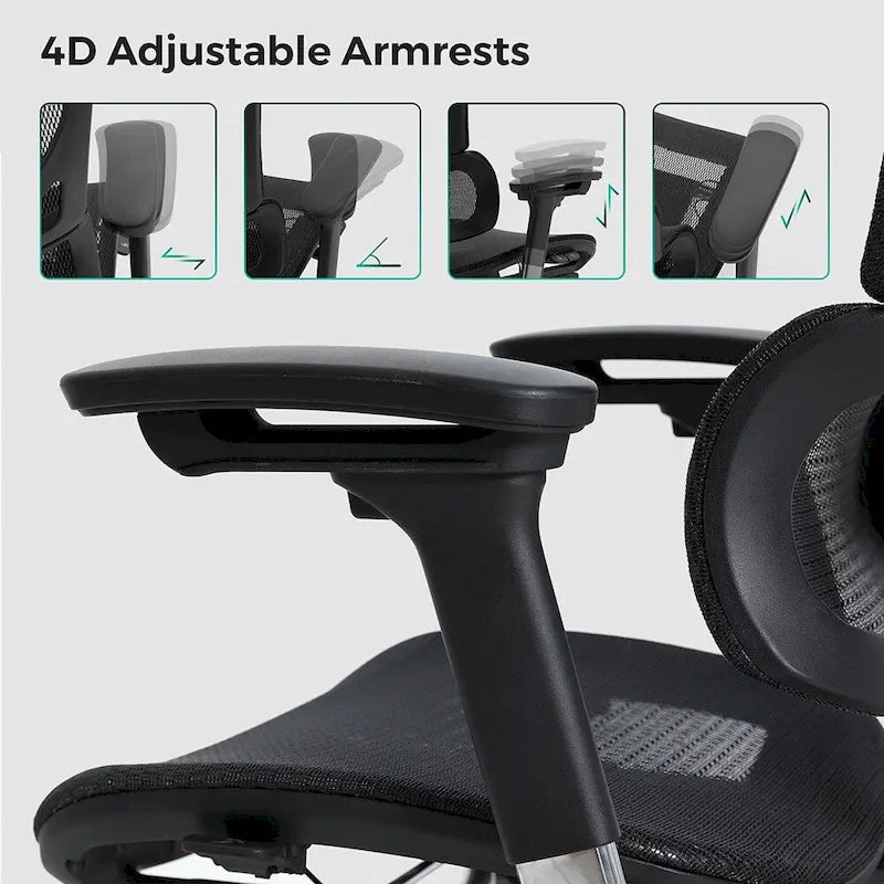 Sedia da ufficio ergonomica con schienale alto in rete – blu / bianca / grigia / marrone, 1 posto