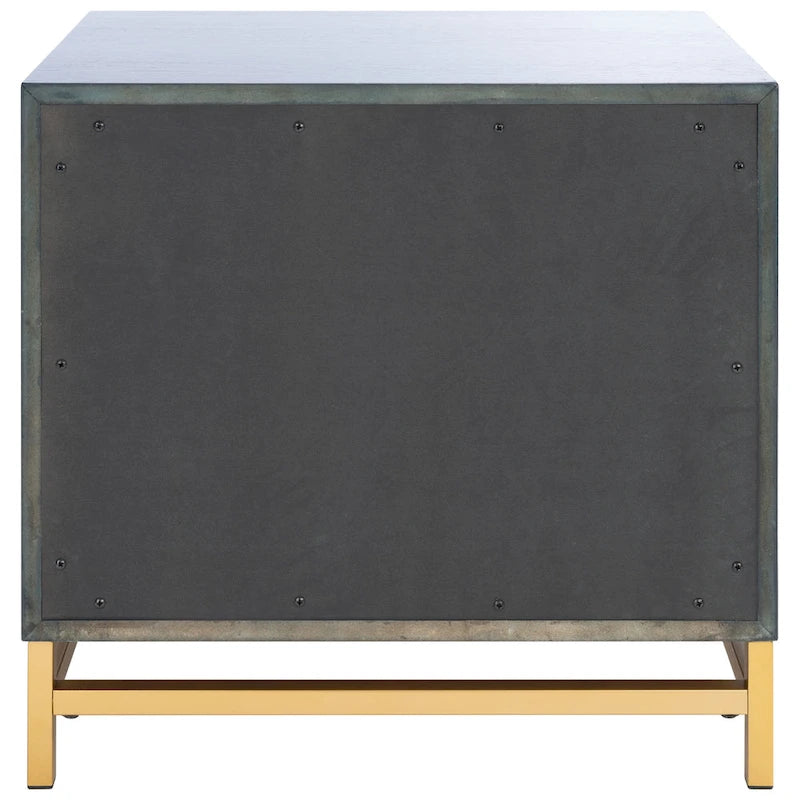 Comodino a 2 cassetti con dettagli in ottone – Bianco anticato / Noce / Verde acqua