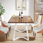 Set da tavolo da pranzo rettangolare marrone retrò per 4 persone con sedie imbottite