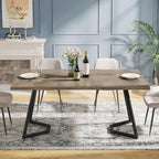 Set da tavolo da pranzo rettangolare marrone retrò per 4 persone con sedie imbottite
