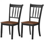 Sedia da pranzo in legno massello con schienale a fusi, Nero/Bianco – Set da 2