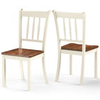 Sedia da pranzo in legno massello con schienale a fusi, Nero/Bianco – Set da 2