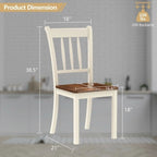 Sedia da pranzo in legno massello con schienale a fusi, Nero/Bianco – Set da 2