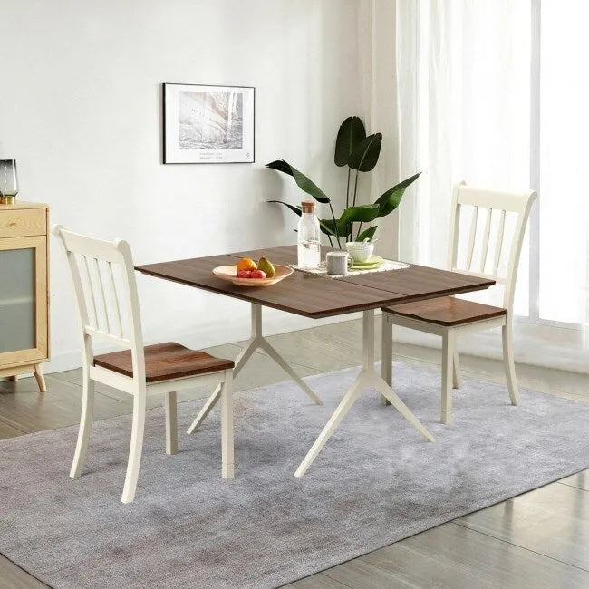 Sedia da pranzo in legno massello con schienale a fusi, Nero/Bianco – Set da 2