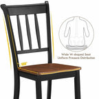 Sedia da pranzo in legno massello con schienale a fusi, Nero/Bianco – Set da 2