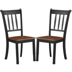 Sedia da pranzo in legno massello con schienale a fusi, Nero/Bianco – Set da 2
