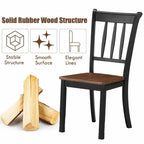 Sedia da pranzo in legno massello con schienale a fusi, Nero/Bianco – Set da 2