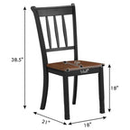 Sedia da pranzo in legno massello con schienale a fusi, Nero/Bianco – Set da 2