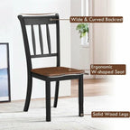 Sedia da pranzo in legno massello con schienale a fusi, Nero/Bianco – Set da 2
