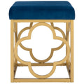 Pouf quadrato in velluto con bordo dorato — Blu navy / Smeraldo / Crema, Seduta singola