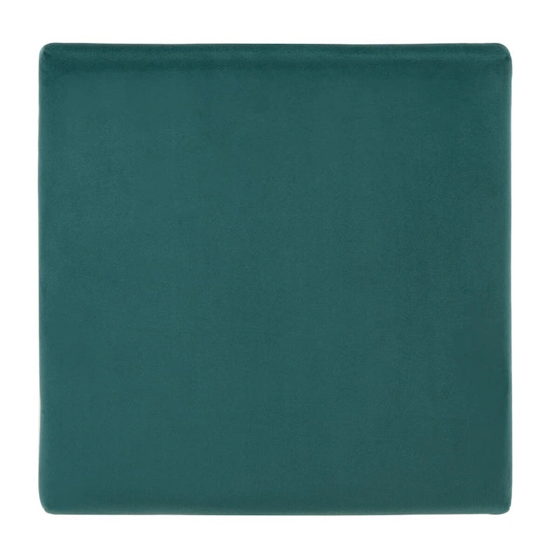 Pouf quadrato in velluto con bordo dorato — Blu navy / Smeraldo / Crema, Seduta singola