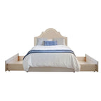 Letto imbottito grigio con piattaforma e 2 cassetti portaoggetti, Queen/King