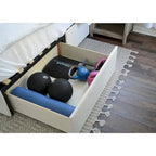 Letto imbottito grigio con piattaforma e 2 cassetti portaoggetti, Queen/King