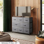 Comò a 8 cassetti e porta TV – Nero Antracite / Greige / Grigio Scuro