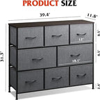 Comò a 8 cassetti e porta TV – Nero Antracite / Greige / Grigio Scuro