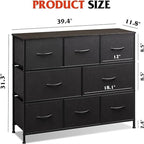 Comò a 8 cassetti e porta TV – Nero Antracite / Greige / Grigio Scuro