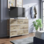 Comò a 8 cassetti e porta TV – Nero Antracite / Greige / Grigio Scuro