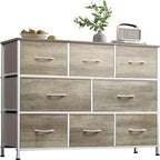 Comò a 8 cassetti e porta TV – Nero Antracite / Greige / Grigio Scuro