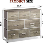 Comò a 8 cassetti e porta TV – Nero Antracite / Greige / Grigio Scuro