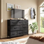 Comò a 8 cassetti e porta TV – Nero Antracite / Greige / Grigio Scuro