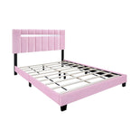 Struttura Letto in Velluto Rosa, Imbottita in Schiuma, Singola