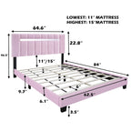 Struttura Letto in Velluto Rosa, Imbottita in Schiuma, Singola