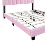 Struttura Letto in Velluto Rosa, Imbottita in Schiuma, Singola
