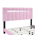 Struttura Letto in Velluto Rosa, Imbottita in Schiuma, Singola