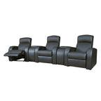 Sedili Home Theater in Pelle Nera, Stile Moderno, 3 Posti