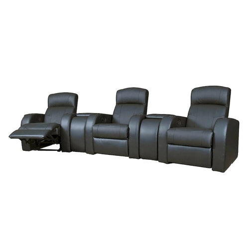 Sedili Home Theater in Pelle Nera, Stile Moderno, 3 Posti