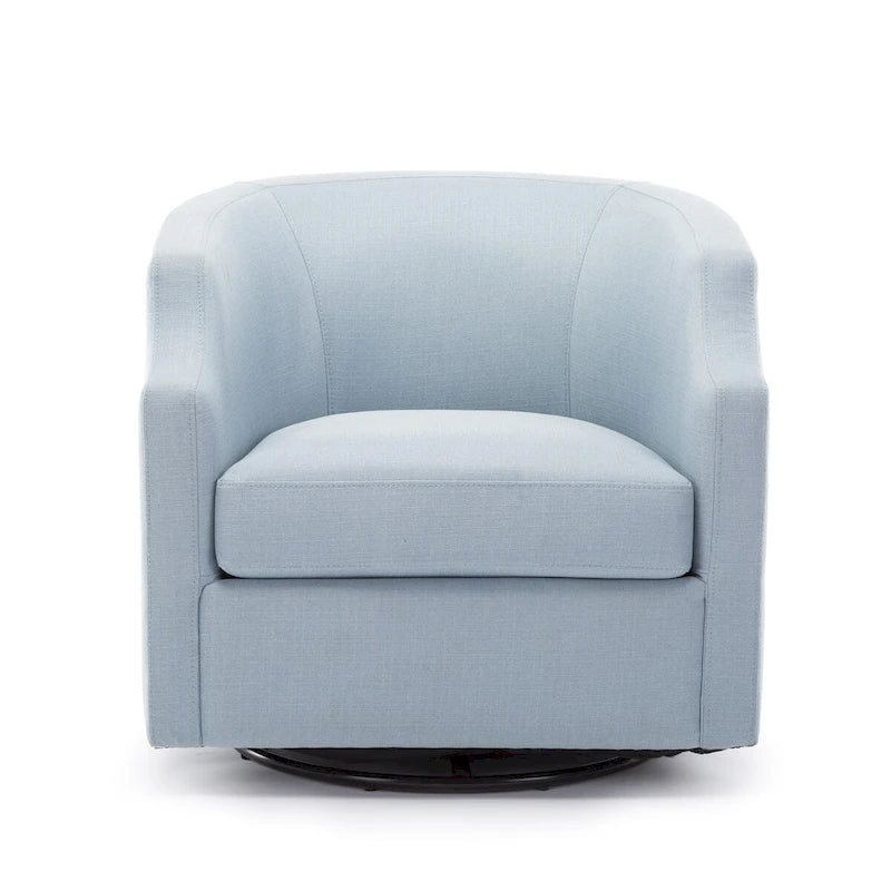 Poltrona a botte girevole e a dondolo, grigio/azzurro/naturale, seduta singola
