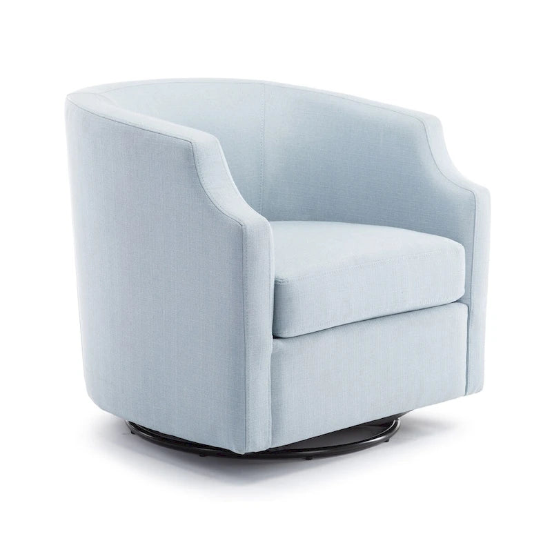 Poltrona a botte girevole e a dondolo, grigio/azzurro/naturale, seduta singola
