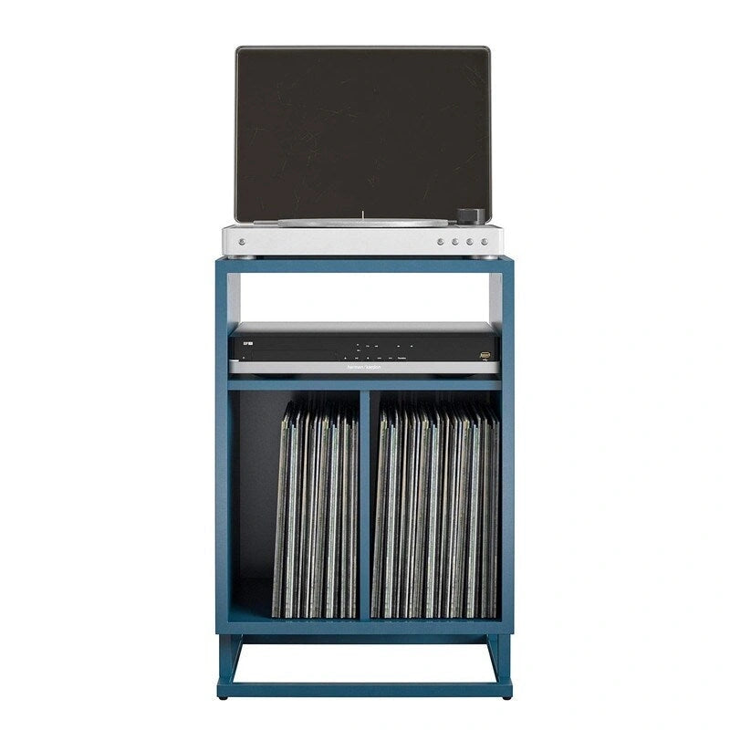 Mobile per giradischi, blu/noce, laminato e metallo