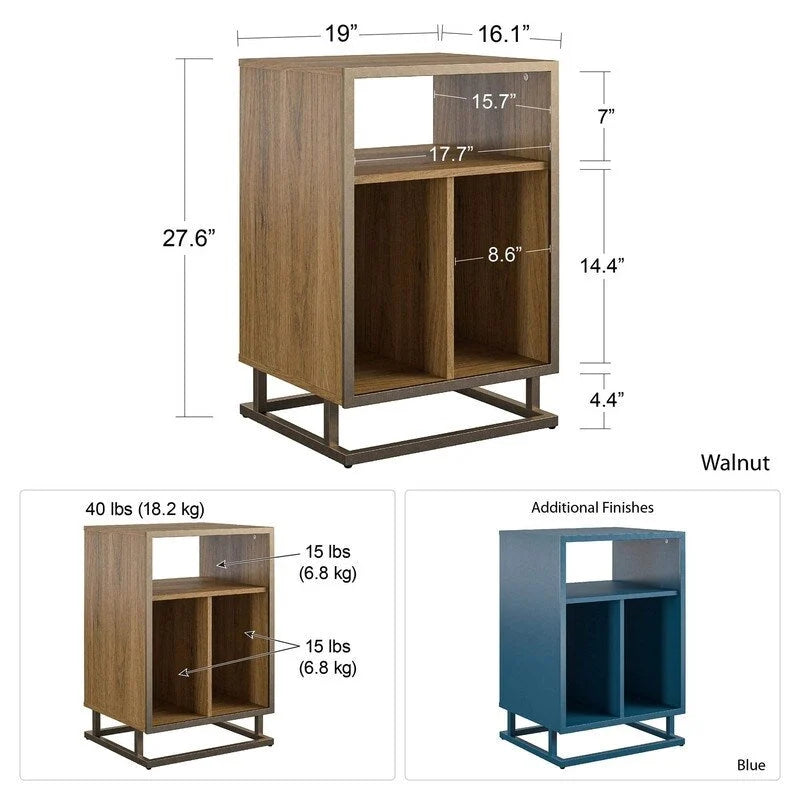Mobile per giradischi, blu/noce, laminato e metallo