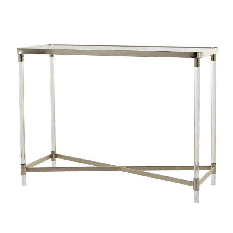 Console con piano a specchio e gambe in acrilico — Argento / Oro