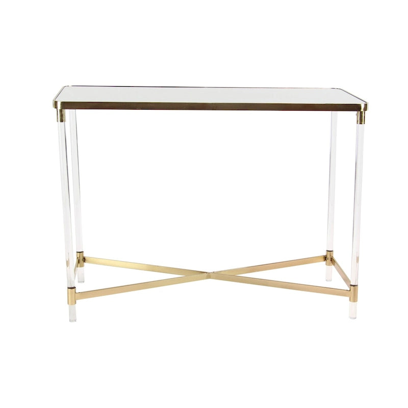 Console con piano a specchio e gambe in acrilico — Argento / Oro