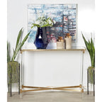 Console con piano a specchio e gambe in acrilico — Argento / Oro
